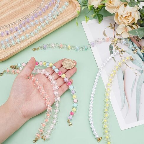 10Pcs Trucker Hat Chains 9.84 Inch Decorative Pearl Flower Beaded Chains Charms Hat Chain Decorations Hats Jewelry Accessries for Women DIY Craft Hats Decorations in Saudi Arabia