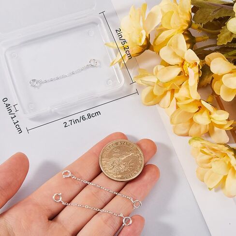 Beebeecraft 3Pcs 925 Sterling Silver Stamped Jewelry Chain Extender Double Spring Clasps Chain Extension with 1Pc Silver Polishing Cloth for Necklaces Bracelets Anklets 5.1cm/2.0in in Length in Saudi Arabia