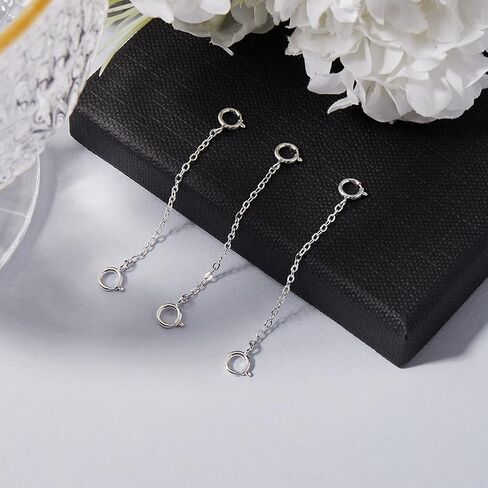 Beebeecraft 3Pcs 925 Sterling Silver Stamped Jewelry Chain Extender Double Spring Clasps Chain Extension with 1Pc Silver Polishing Cloth for Necklaces Bracelets Anklets 5.1cm/2.0in in Length in Saudi Arabia