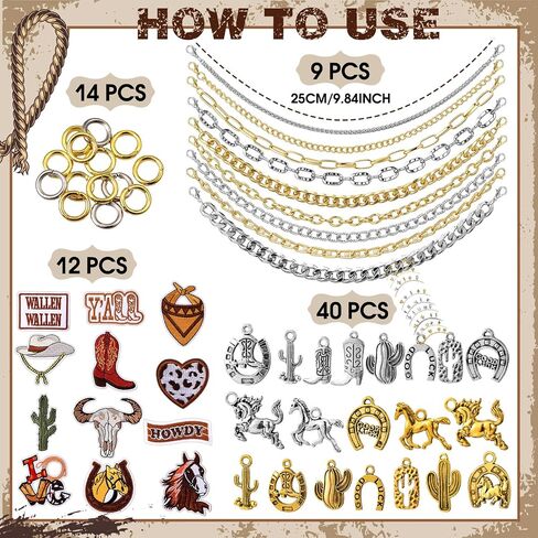 Geyoga 61 PCS سلاسل القبعات الشاحنة مع بقع سحر Western Cowboy Bill Decoration للنساء Man Western Trucket Hat Bling Metal Disachable DIY Bulk for Mesh Baseball Cap Caltull in Saudi Arabia