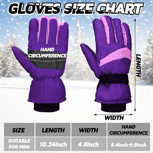 Tarpop 3 Pairs Mens Ski Gloves Winter Warm Gloves Adjustable Non Slip Gloves Snowboard Waterproof Warm Snow Gloves Men's Insulated Winter Gloves for Mens Cold Weather Skiing Snowboarding in Kuwait