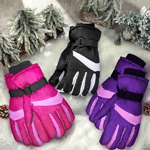 Tarpop 3 Pairs Mens Ski Gloves Winter Warm Gloves Adjustable Non Slip Gloves Snowboard Waterproof Warm Snow Gloves Men's Insulated Winter Gloves for Mens Cold Weather Skiing Snowboarding in Kuwait