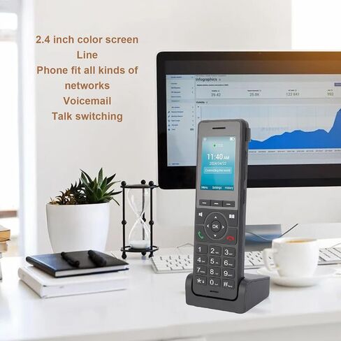 DPOFIRS Cordless Phone ، 4G LTE 2.4G WIFI Landline Phone مع شاشة ملونة 2.4 بوصة لـ DECT VoIP ، دعم بطاقة SIP SIM ، هاتف سطح المكتب المحمول للمنزل التجاري in Saudi Arabia