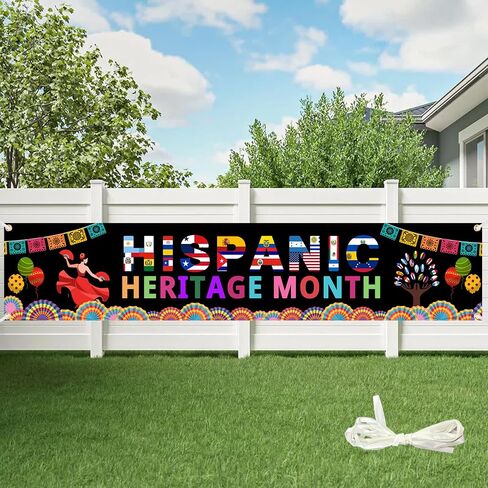 Hispanic Heritage Month Banner Decorations - 8.2x1.64ft Large Spanish Speaking Countries Banner with 6m Ribbon, Double-Stitched, Party Decor for Fence, Yard, Garden, Porch in Kuwait