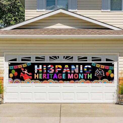 Hispanic Heritage Month Banner Decorations - 8.2x1.64ft Large Spanish Speaking Countries Banner with 6m Ribbon, Double-Stitched, Party Decor for Fence, Yard, Garden, Porch in Kuwait