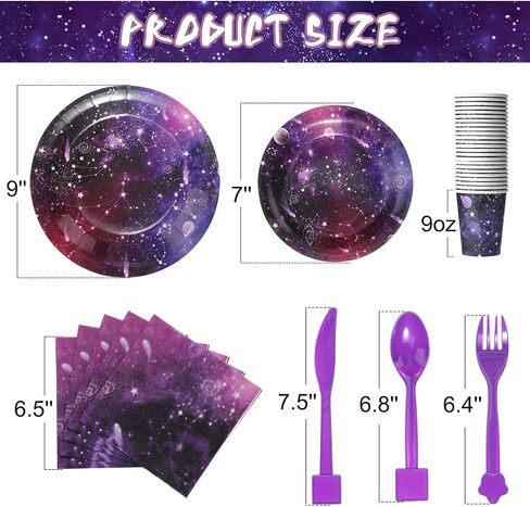 Tiamon 171 PCS Galaxy Space Party Decoration Set Set Space Space Decorty Decoration Galaxy Tableloth Paper Paper Lapkins ، Birthdy Banner for 24 Guesty Party Supplies (Style Style) in Saudi Arabia