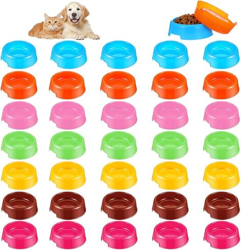 35 Pcs Puppy Dogs Birthday Party Supplies Plastic Dog Bowls Bulk Reusable Food Feeding Water Pet Bowl for Cat Paw Party Favor (7 Colors) in Saudi Arabia