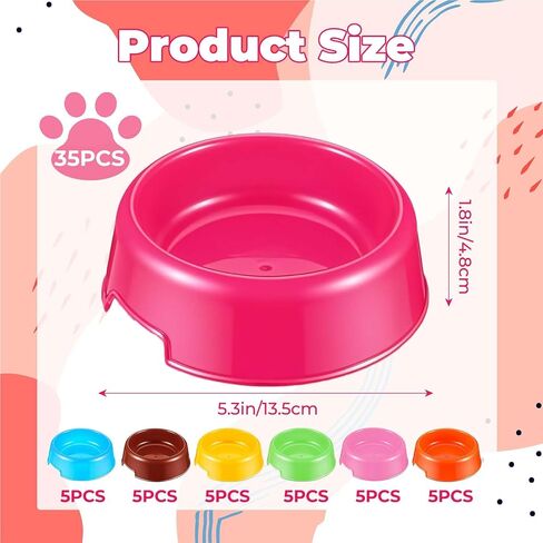 35 Pcs Puppy Dogs Birthday Party Supplies Plastic Dog Bowls Bulk Reusable Food Feeding Water Pet Bowl for Cat Paw Party Favor (7 Colors) in Saudi Arabia