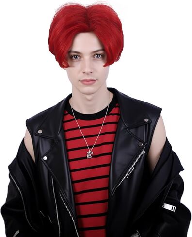 NIUOBYS Short Blonde Pink Blue Weird style Cosplay Wig with Bandana and Glasses for Women Costume Party and Halloween in Kuwait