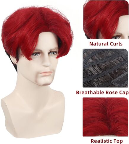 NIUOBYS Short Blonde Pink Blue Weird style Cosplay Wig with Bandana and Glasses for Women Costume Party and Halloween in Kuwait