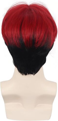 NIUOBYS Short Blonde Pink Blue Weird style Cosplay Wig with Bandana and Glasses for Women Costume Party and Halloween in Kuwait