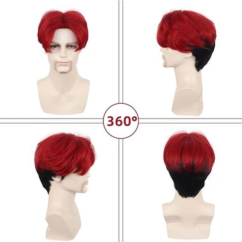 NIUOBYS Short Blonde Pink Blue Weird style Cosplay Wig with Bandana and Glasses for Women Costume Party and Halloween in Kuwait