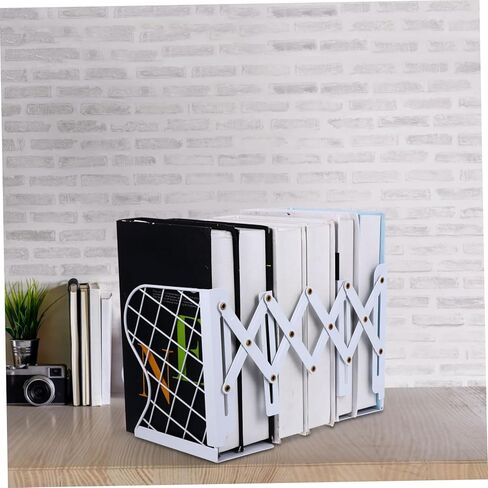1 PC Folding Iron Grid Book Rack Stretchy Book Organizer for Space Saving Storage Iron Bookshelf for Home Office and School Use in Saudi Arabia