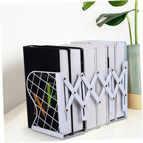 1 PC Folding Iron Grid Book Rack Stretchy Book Organizer for Space Saving Storage Iron Bookshelf for Home Office and School Use in Saudi Arabia
