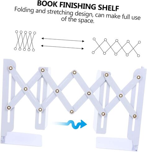 1 PC Folding Iron Grid Book Rack Stretchy Book Organizer for Space Saving Storage Iron Bookshelf for Home Office and School Use in Saudi Arabia