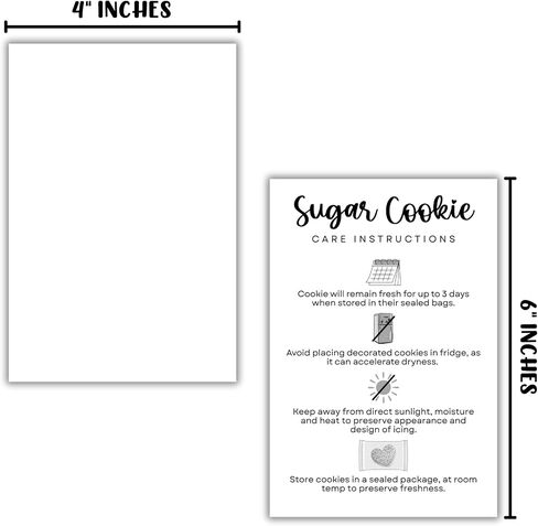 Cookie Backer Cardstock Grease Resistant Proof 30pk 4x6" Plain White for Sugar Cookies Sprinkles for Bags Care Instructions Packaging Storage Preservation Baking in Saudi Arabia