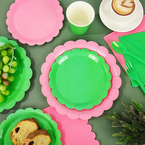 Whaline 350Pcs Halloween Witch Party Decorations Green and Pink Disposable Tableware Set Serves 50 Hocus Pocus Witch Princess Paper Plates Napkins Cups Plastic Knives Forks Spoons for Holiday Party in Saudi Arabia