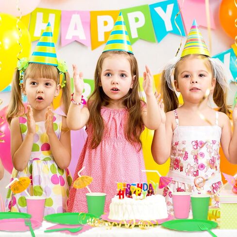 Whaline 350Pcs Halloween Witch Party Decorations Green and Pink Disposable Tableware Set Serves 50 Hocus Pocus Witch Princess Paper Plates Napkins Cups Plastic Knives Forks Spoons for Holiday Party in Saudi Arabia