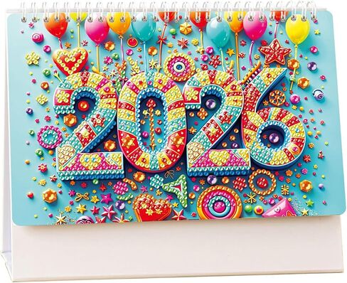 DIY 5D Diamond Painting Desk Calendar 2026 ، Fanding Flip 7.68 "× 6.69" ، يناير 2026 - ديسمبر 2026 مهرجان تقويم الفن الصغير لمكتب المنزل لمكتب المنزل in Saudi Arabia