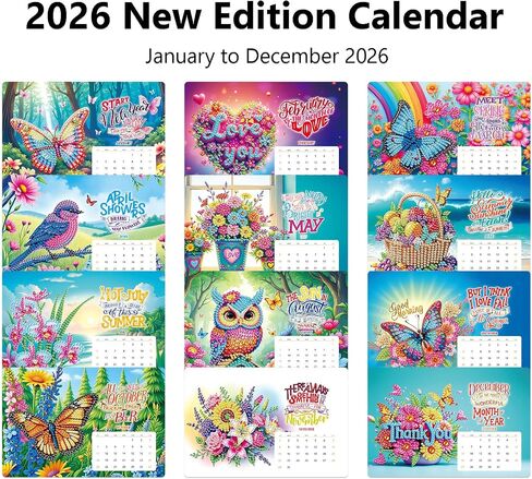 DIY 5D Diamond Painting Desk Calendar 2026 ، Fanding Flip 7.68 "× 6.69" ، يناير 2026 - ديسمبر 2026 مهرجان تقويم الفن الصغير لمكتب المنزل لمكتب المنزل in Saudi Arabia