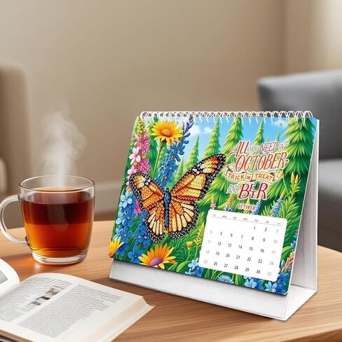 DIY 5D Diamond Painting Desk Calendar 2026 ، Fanding Flip 7.68 "× 6.69" ، يناير 2026 - ديسمبر 2026 مهرجان تقويم الفن الصغير لمكتب المنزل لمكتب المنزل in Saudi Arabia