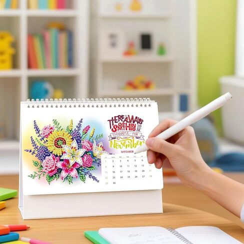 DIY 5D Diamond Painting Desk Calendar 2026 ، Fanding Flip 7.68 "× 6.69" ، يناير 2026 - ديسمبر 2026 مهرجان تقويم الفن الصغير لمكتب المنزل لمكتب المنزل in Saudi Arabia