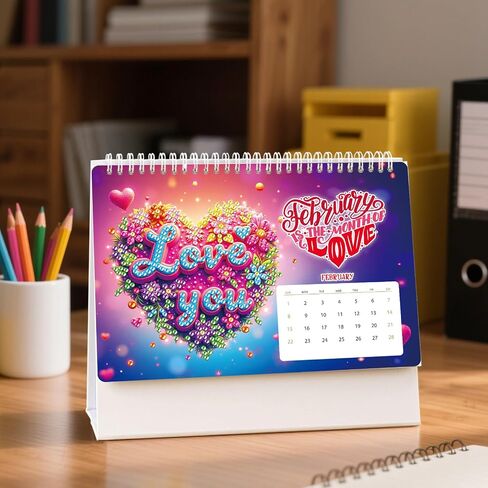 DIY 5D Diamond Painting Desk Calendar 2026 ، Fanding Flip 7.68 "× 6.69" ، يناير 2026 - ديسمبر 2026 مهرجان تقويم الفن الصغير لمكتب المنزل لمكتب المنزل in Saudi Arabia