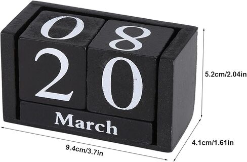 Wood Blocks Calendar, Wooden Desk Perpetual Calendar Vintage Month Date Number Display Cubes Wood Black Rustic Cute Decoration Calendar for Home Desktop Room Office Farmhouse in Saudi Arabia