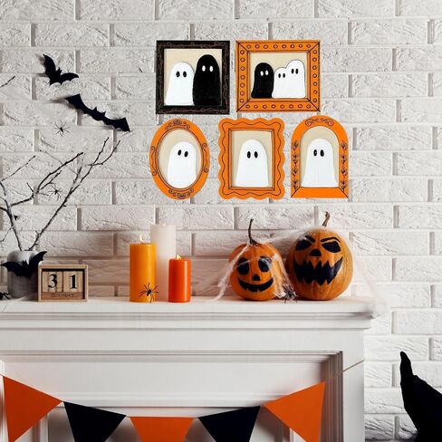 Geelin 15 PCS Wood Ghost Diy Frames تزيين الحرفة مع الطلاء والفرشاة الحلي الخشبية غير المكتملة in Kuwait