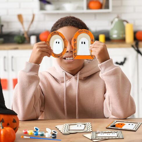 Geelin 15 PCS Wood Ghost Diy Frames تزيين الحرفة مع الطلاء والفرشاة الحلي الخشبية غير المكتملة in Kuwait