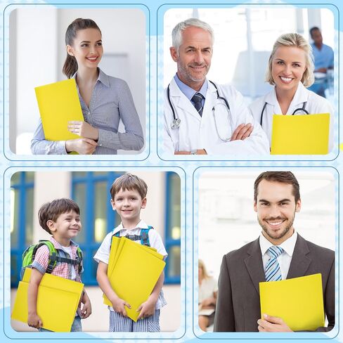 24 PCS أصفر مجلدات بلاستيكية ثقيلة 2 جيب مجلد ملف ملاءمة حجم الرسالة لمدرسة المنزل in Kuwait