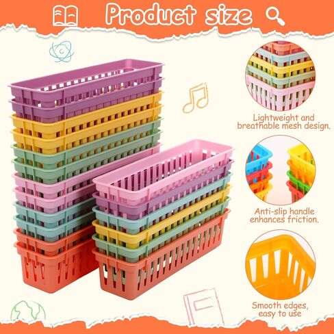36 PCS بلاستيك الفصول الدراسية سلال تخزين الجزء الأكبر 3 الحجم ورقة قلم رصاص سلال المنظم للمكتب والدرج والكتاب الورقي وصواني سلة القلم الرصاص للمكتب والفصول الدراسية والمنزل (ألوان النيون) in Saudi Arabia