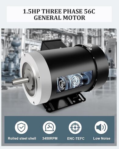 Electric Motor 3HP 3450RPM General Purpose Three Phase Motor 230V/460V CW/CCW 5/8" Shaft diameter TEFC 2Pole 60HZ in Saudi Arabia