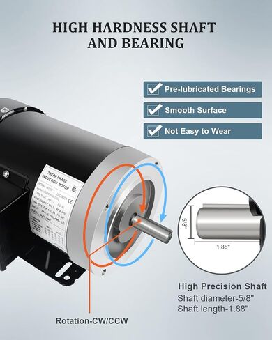 Electric Motor 3HP 3450RPM General Purpose Three Phase Motor 230V/460V CW/CCW 5/8" Shaft diameter TEFC 2Pole 60HZ in Saudi Arabia