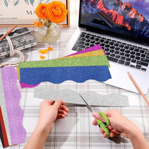 60pt Shine Scalloped Bulletin Border-Border-Border Red Border ، Red Red Trim Decorative Roll for Champaring ، School ، Office ، Home in Kuwait