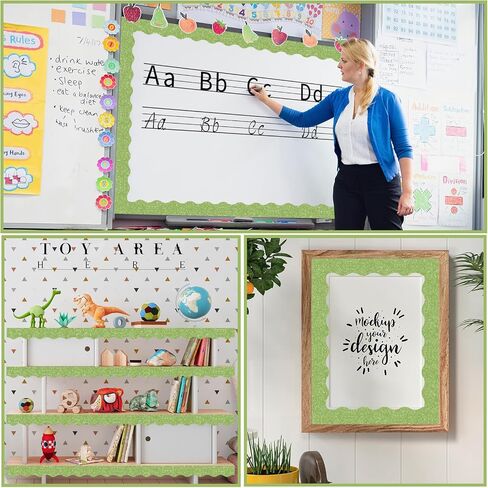 60pt Shine Scalloped Bulletin Border-Border-Border Red Border ، Red Red Trim Decorative Roll for Champaring ، School ، Office ، Home in Kuwait