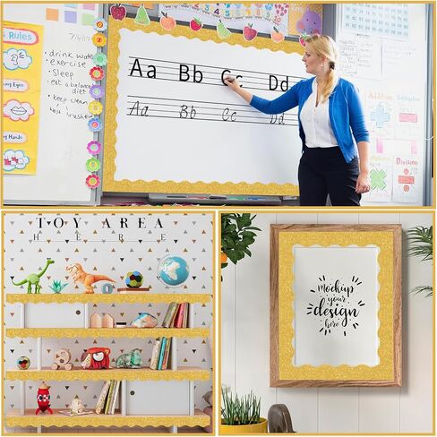 60pt Shine Scalloped Bulletin Border-Border-Border Red Border ، Red Red Trim Decorative Roll for Champaring ، School ، Office ، Home in Kuwait