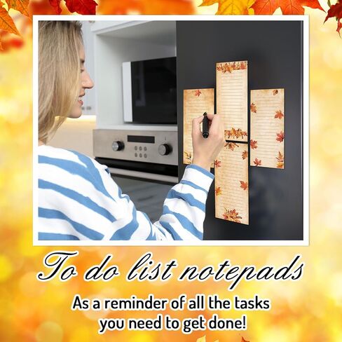 Whaline 4Pcs Fall Thanksgiving Magnetic Notepad Vintage Maple Leaves List to-Do Paper Pad Autumn Leaves Grocery Shopping List Memo Note Pad for Harvest Home Kitchen Fridge Decor in Saudi Arabia