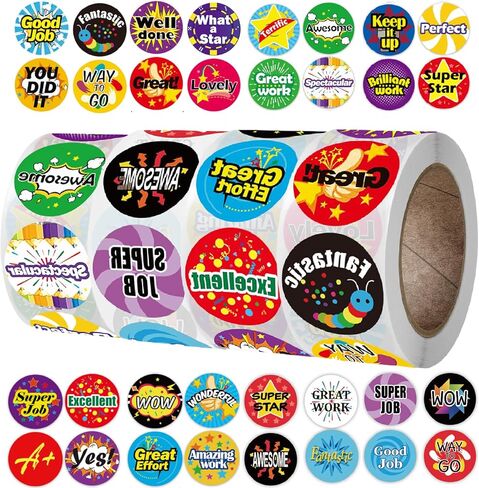 1000pcs 1.5 "ملصقات الحيوانات اللطيفة للأطفال ، ملصقات مكافأة المعلمين اللوازم المدرسية ملصقات لفة لتغليف مظروف الهدايا ، زجاجات المياه ، قصاصات 2 رولز 16 تسميات الأنماط in Kuwait