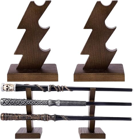 Wooden Magic Wazard Wand Wand Display 3 مستويات حاملي الخشب المصنوع يدويًا لـ Witch Wands & Pens ، Brown in Kuwait