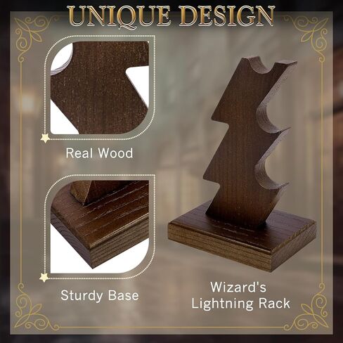 Wooden Magic Wazard Wand Wand Display 3 مستويات حاملي الخشب المصنوع يدويًا لـ Witch Wands & Pens ، Brown in Kuwait