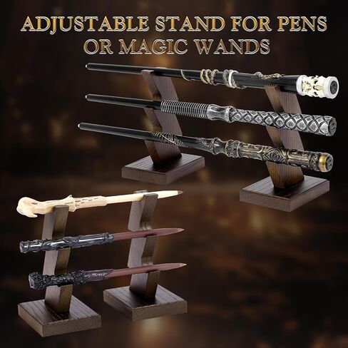 Wooden Magic Wazard Wand Wand Display 3 مستويات حاملي الخشب المصنوع يدويًا لـ Witch Wands & Pens ، Brown in Kuwait