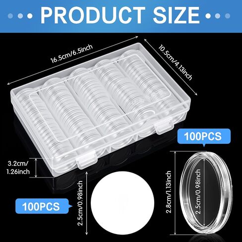100 Pcs NFC 215 Round Cards with 100 Coin Card Protector Case Programmable 25mm Blank NFC215 Coin Tags Compatible with Most NFC Phones and Devices, with Large Storage Box in Kuwait
