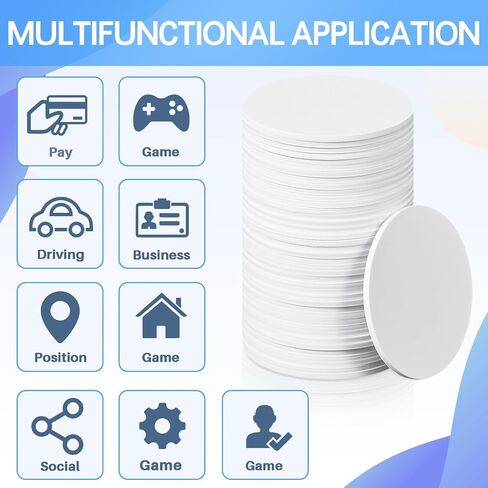 100 Pcs NFC 215 Round Cards with 100 Coin Card Protector Case Programmable 25mm Blank NFC215 Coin Tags Compatible with Most NFC Phones and Devices, with Large Storage Box in Kuwait
