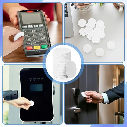 100 Pcs NFC 215 Round Cards with 100 Coin Card Protector Case Programmable 25mm Blank NFC215 Coin Tags Compatible with Most NFC Phones and Devices, with Large Storage Box in Kuwait