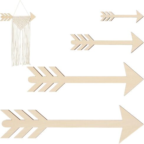 Benecreat 4pcs مخطط الأسهم الخشبية ، حلقات إطار خشب الخشب طوق Macrame فن النسيج Macrame ل Diy Making Home Wall Hanging الزهور ، 0.15 بوصة سمك in Kuwait