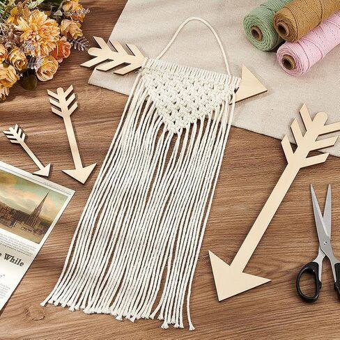 Benecreat 4pcs مخطط الأسهم الخشبية ، حلقات إطار خشب الخشب طوق Macrame فن النسيج Macrame ل Diy Making Home Wall Hanging الزهور ، 0.15 بوصة سمك in Kuwait