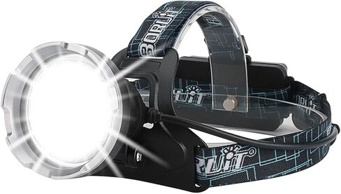 BORUIT B10 مصباح أمامي قابل لإعادة الشحن فائق السطوع 100000 لومن - 4 أوضاع LED مصباح رأس USB مقاوم للماء مناسب للبالغين للصيد والصيد والتخييم والمشي لمسافات طويلة في الهواء الطلق in Kuwait