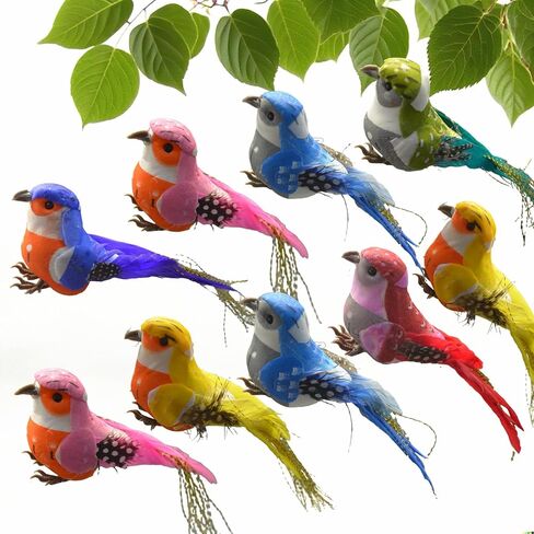 12PCS Realistic Artificial Canary - Handcrafted Foam Dummy Bird, Home Decoration Bird, Suitable for Garden, Home Flower Arrangement, Christmas Tree and Handicraft Decoration (12 pcs) in Saudi Arabia