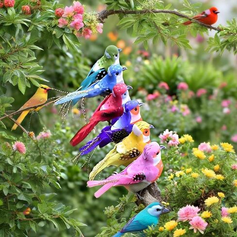 12PCS Realistic Artificial Canary - Handcrafted Foam Dummy Bird, Home Decoration Bird, Suitable for Garden, Home Flower Arrangement, Christmas Tree and Handicraft Decoration (12 pcs) in Saudi Arabia